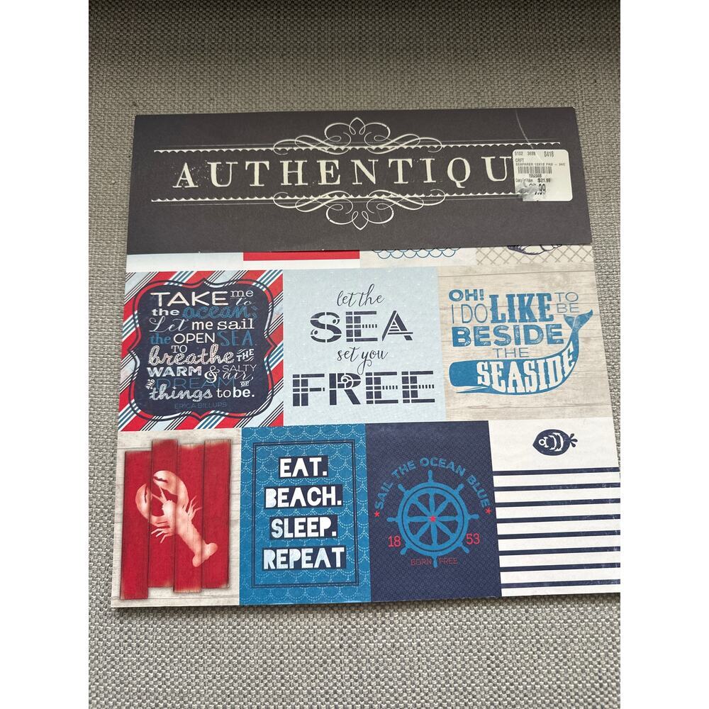 🔴Authentique‎ Seafarer Collection cardstock New
